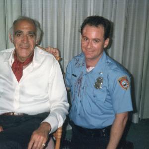 Abe Vagoda and David Born on the set of 'Keaton's Cop'.