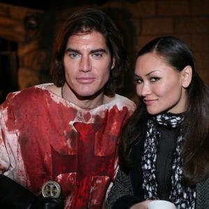 Paul Sampson and Mary Christina Brown on the set of Night of the Templar