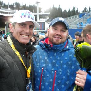 Dr Brian Boxer Wachler and Steven Holcomb as he just won Olympic Gold