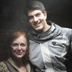 Iris Karina on set of 400 Days in a scene with actor Brandon Routh