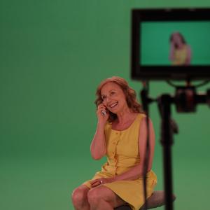 Iris Karina on set of The Time ICartwheeled Across The United States for Disney Channel