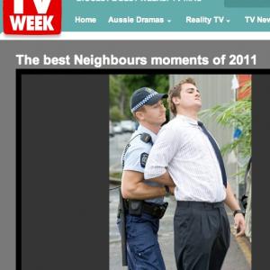 Actor DAN HAMILL mentioned in TV WEEK best Neighbours moments of 2011 for his role WES HOLLAND