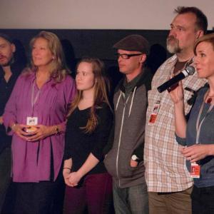 Grace McPhillips answering questions at the 50th Anniversary Chicago International Film Festival L to R Corbett Lunsford, Michael Caskey, Nancy Sellers, Elizabeth Theiss, Christian Hins, Josef Steiff