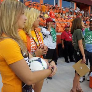 Waiting to deliver the game ball at the Houston Dynamos vs Chicago Fire game.
