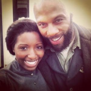Angelica Bonaparte and Common on set - Hell on Wheels