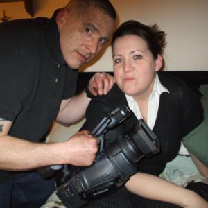 Stephen Cook and Heather Cook during the filming of Aim Point Shoot (2013)