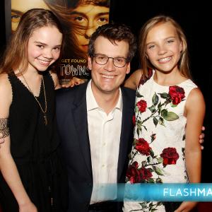 Meg Crosbie with John Green and Hannah Alligood at the Paper Towns premiere
