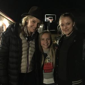 Meg Crosbie with Maggie Grace and Maika Monroe on the set of The Scent of Rain & Lightning.
