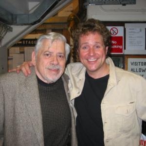 Photo taken October 2002 backstage at the London Palladium following a performance of Chitty Chitty Bang Bang the Stage Musical left to right Robert B Sherman Michael Ball