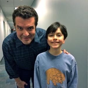 Samuel with Rick Mercer on the set of his show where he played Rick's son