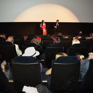 Giving a talk back after premier of The Dream.