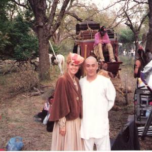 Deborah Kay and Jet Li on the set of Once Upon a Time in China and America