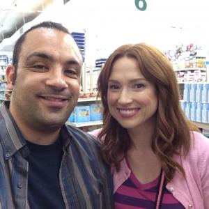 On set with Ellie Kemper shooting the second season premiere of Unbreakable Kimmy Schmidt