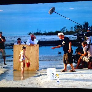 Production still from Dolphin Tale 2 with director Charles Martin Smith