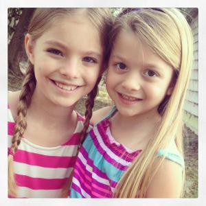 Chloe Perrin and Isabel Myers on the set of CBS TV series, 
