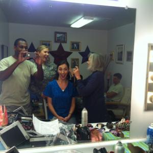 Cutting up with the MUA and some other actors. At 35 Left Studios.
