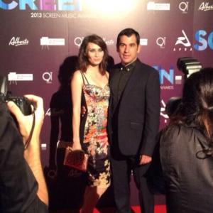 Lauren Orrell and Michael Lira arrive on the red carpet APRAAMCOS Screen Music Awards 2013
