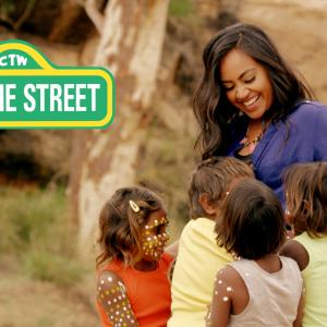 Jessica Mauboy on the set for 5 Kangaroos for Sesame Street produced by Carbon Media
