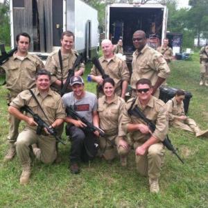 Some of the Ateam with Adam on the set of Revolution