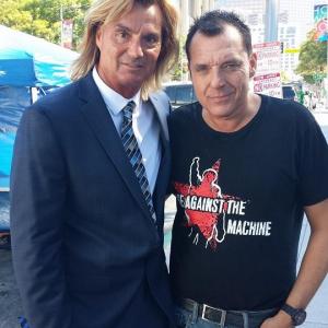 Tom Sizemore and myself as Reporter Mike Bohen on location LADWP in SCC