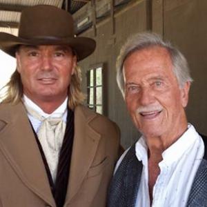 Pat Boone and I on Location at Paramount Ranch in Booneville Redemption