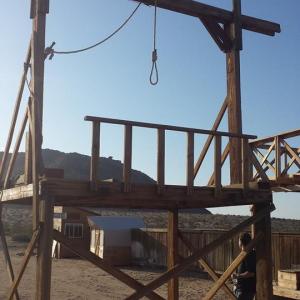 The gallows at Whitehorse Ranch in David Gutel's production, Peace of Mind