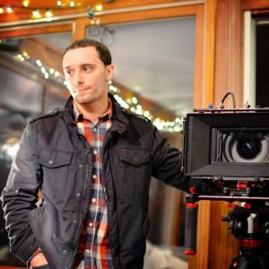 Writer/director Brad Watts on the set of indie horror short, 
