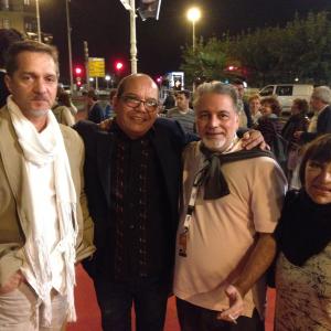 Fernando Hechavarría, Néstor Jiménez, Luis Arambilet, Mela Márquez, Premiere de Retorno a Ithaca, Hotel María Cristína, San Sebastián 2014