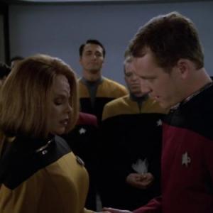 Still of Robert Duncan McNeill, Roxann Dawson and Garrett Wang in Star Trek: Voyager (1995)