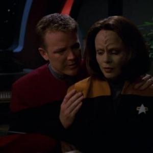 Still of Robert Duncan McNeill and Roxann Dawson in Star Trek Voyager 1995