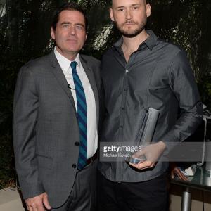 President of Film Independent Josh Welsh wearing Piaget and producer Chris Ohlson winner of the Piaget Producers Award attend the 2015 Film Independent Filmmaker Grant and Spirit Awards nominee brunch with Piaget at BOA Steakhouse on January 10 2015
