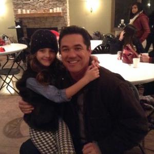 On set with Dean Cain filming JINGLE BEELE