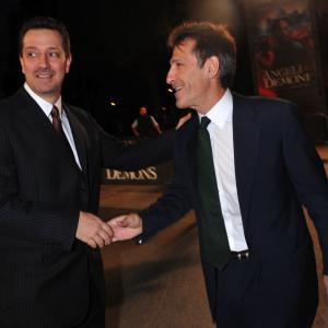 Hosting the world premiere of Angels & Demons in Rome - greeting Sony's Michael Lynton (2009)