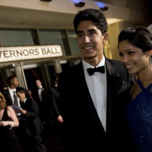 Dev Patel and Freida Pinto pose outside the Governor's Ball with the Oscar® at the 81st Annual Academy Awards® from the Kodak Theatre in Hollywood, CA Sunday, February 22, 2009.