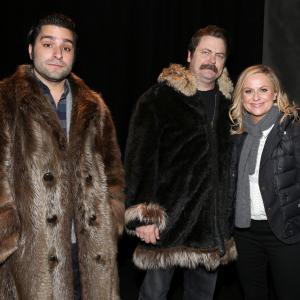 Nick Offerman, Amy Poehler and Jordan Vogt-Roberts at event of Nick Offerman: American Ham (2014)