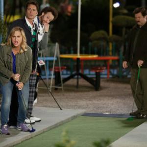 Still of Jon Glaser Nick Offerman Amy Poehler and Tyler Golden in Parks and Recreation 2009