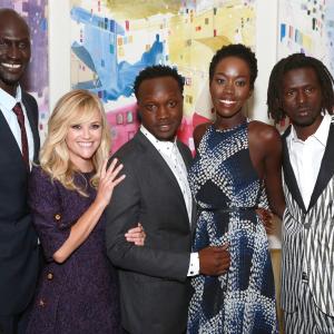 The cast of The Good Lie at TIFF. Ger Duany, Reese Witherspoon, Kuoth Wiel, and Emmanuel Jal.