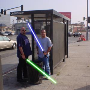 Director Donald E Reynolds and Producer Lawrence S Dickerson prepare to battle the evil Sith of LA