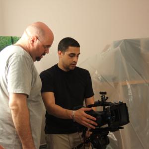 Director Donald E Reynolds with Director of Photography Martin Lemaire on the set of TRU LUV