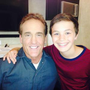 Actor John Wesley Shipp and Logan Williams on the set of The Flash