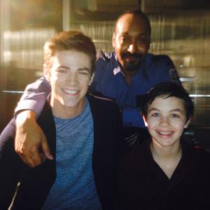Grant Gustin Jesse Martin and Logan Williams on the set of The Flash