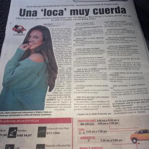 A CRAZY WOMAN WITH HER FEET ON THE GROUND Newspaper El PERIODICO MARCH 14th and 15th 2015 Colombia JulianaBetancourth