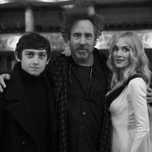 Craig Robert, Tim Burton and Winona Ryder on the set of HERE WITH ME in Blackpool, UK.