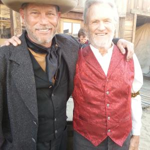 Stephen Brown and Kris Kristofferson on the set of Traded.