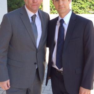Christopher Rob Bowen with DB Sweeney on set of Extraction starring Bruce Willis