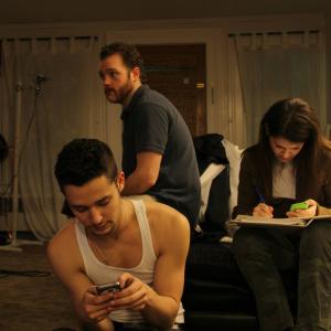 Reviewing lines with costars Joseph Giambra and Tyler Austin