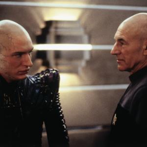 Still of Patrick Stewart and Tom Hardy in Star Trek Nemesis 2002