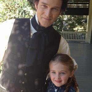 Isabella and Stephen Moyer on set of True Blood