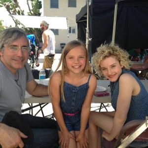 Meg on set with Director Paul Weitz and actress Julia Garner