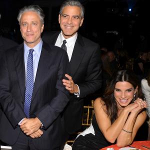 Sandra Bullock George Clooney and Jon Stewart